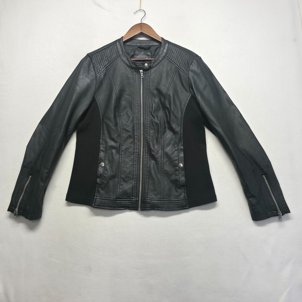 Sebby Collection Women's Black Faux Leather Moto Jacket Size XL